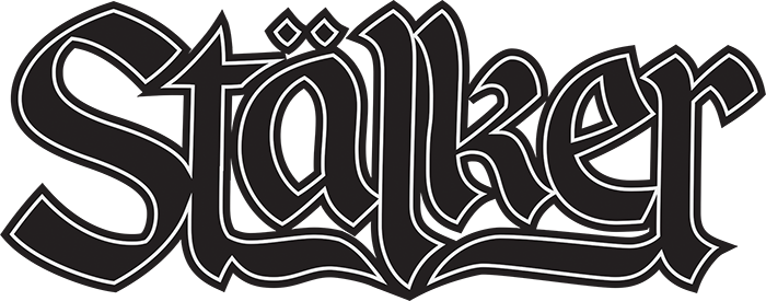 Bandlogo Stälker - black font-colour - white border-colour - transparent background